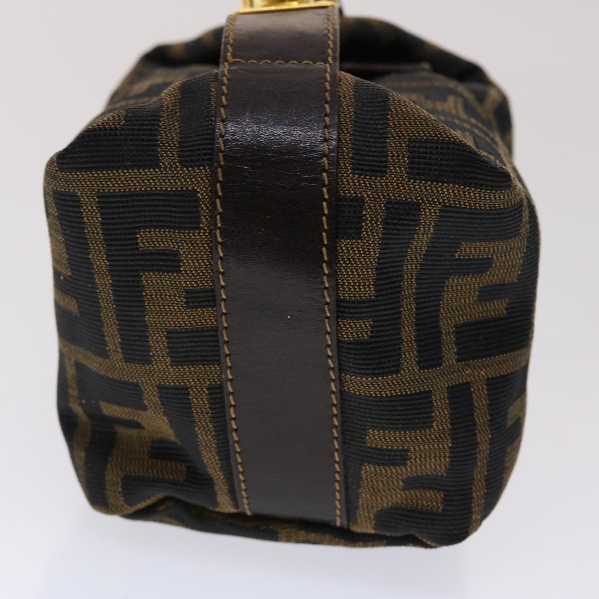 FENDI Zucca Canvas Hand Bag Black Brown yk7553B