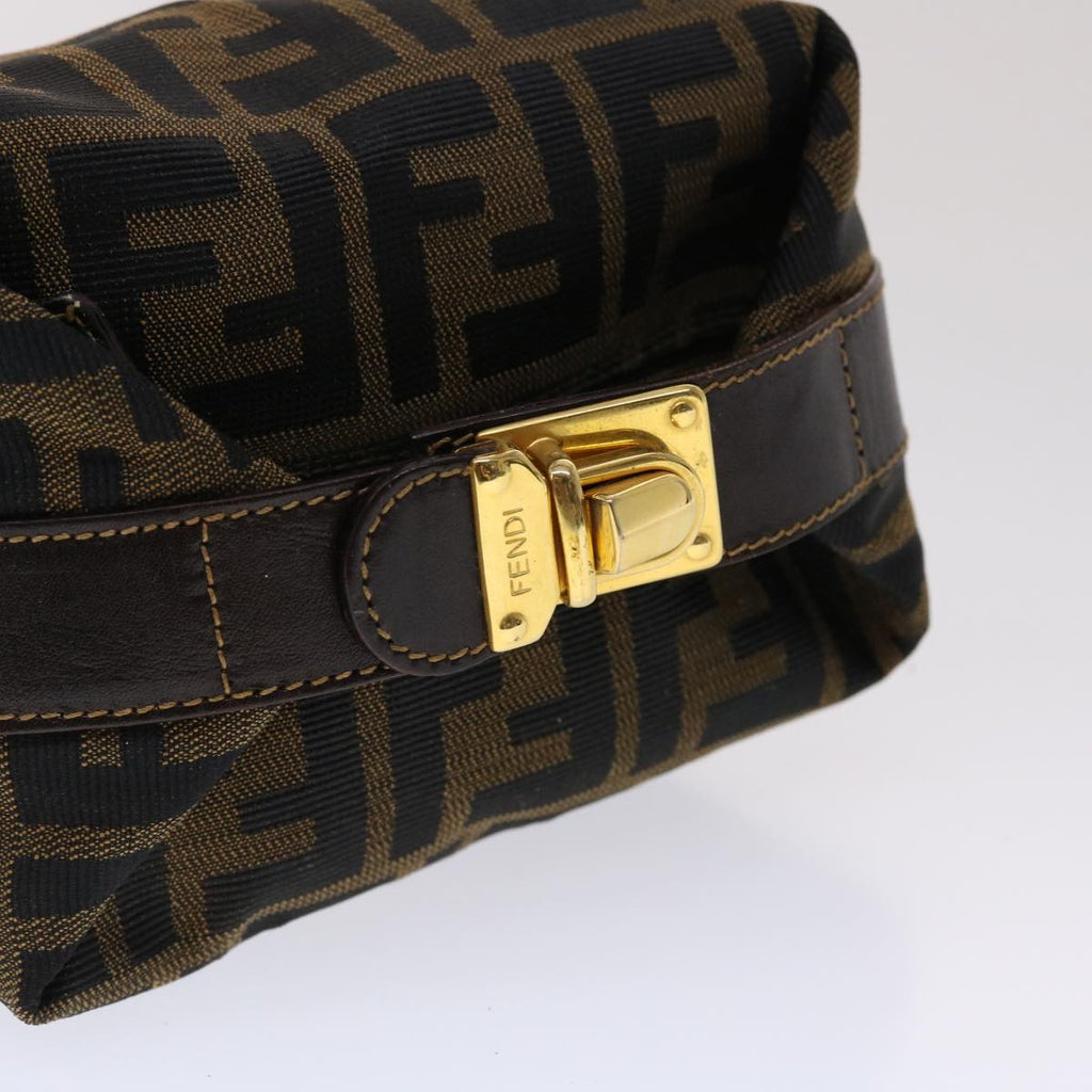 FENDI Zucca Canvas Hand Bag Black Brown yk7553B