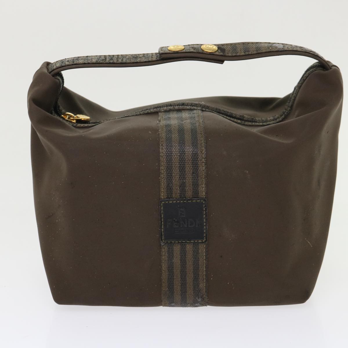 FENDI Pecan Canvas Shoulder Bag Nylon 2Set Brown Black yk7554B