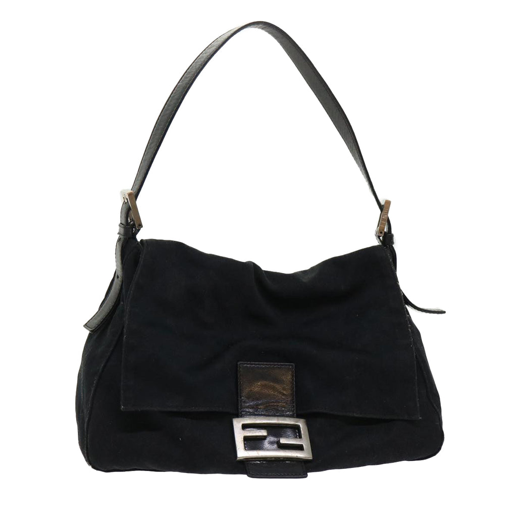 FENDI Mamma Baguette Shoulder Bag Nylon Leather Black yk7563B