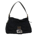 FENDI Mamma Baguette Shoulder Bag Nylon Leather Black yk7563B