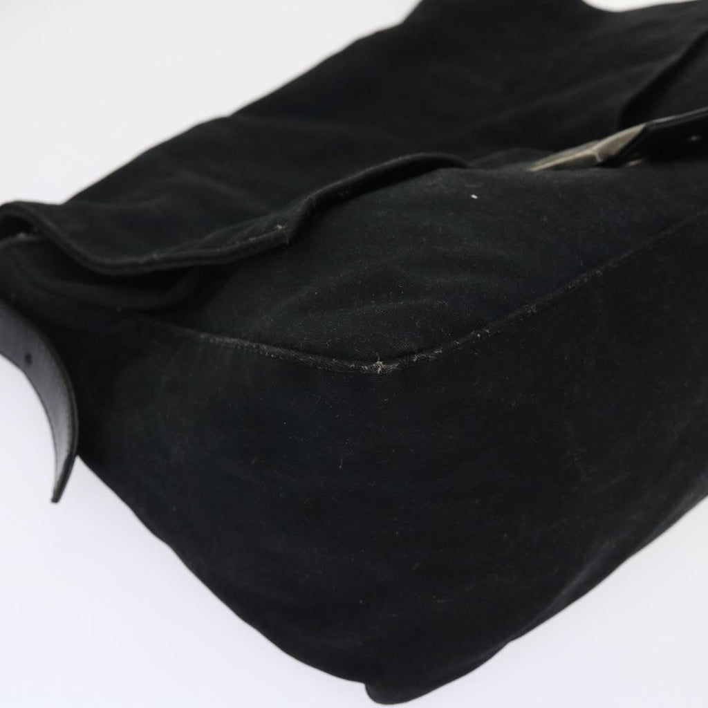 FENDI Mamma Baguette Shoulder Bag Nylon Leather Black yk7563B