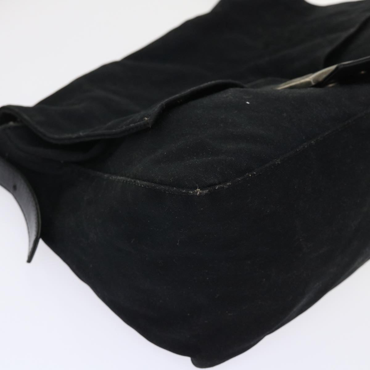 FENDI Mamma Baguette Shoulder Bag Nylon Leather Black yk7563B