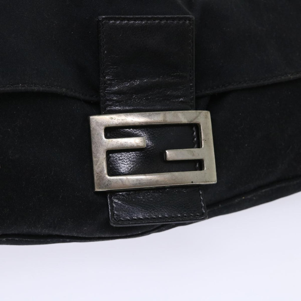 FENDI Mamma Baguette Shoulder Bag Nylon Leather Black yk7563B