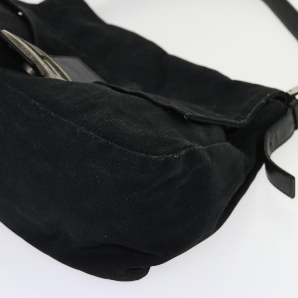 FENDI Mamma Baguette Shoulder Bag Nylon Leather Black yk7563B