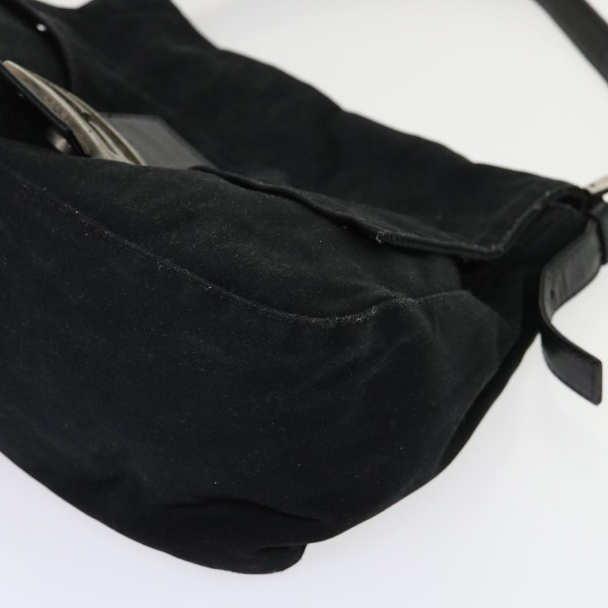 FENDI Mamma Baguette Shoulder Bag Nylon Leather Black yk7563B