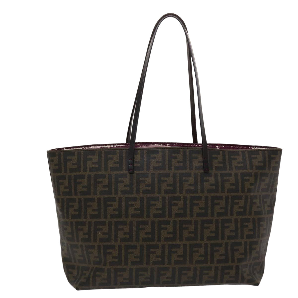 FENDI Zucca Canvas Tote Bag Black Brown yk7649