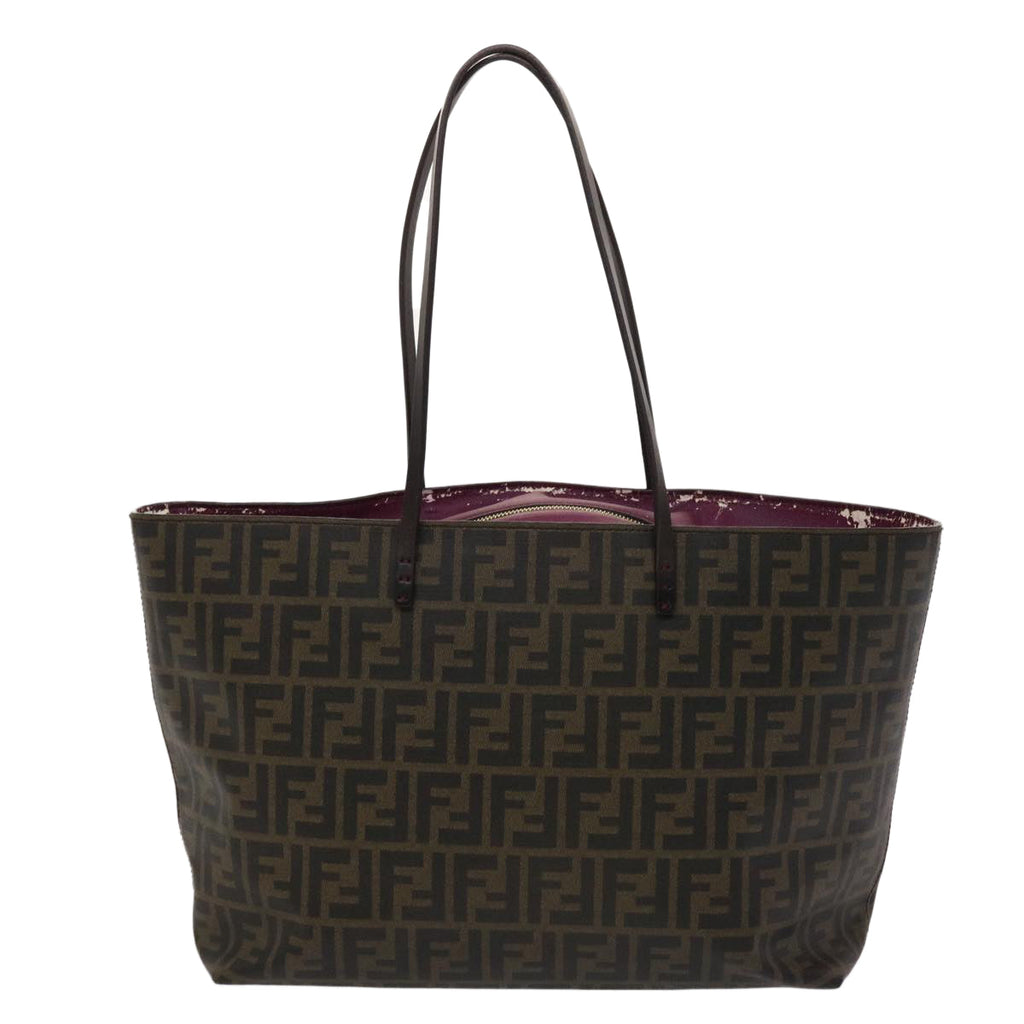 FENDI Zucca Canvas Tote Bag Black Brown yk7649
