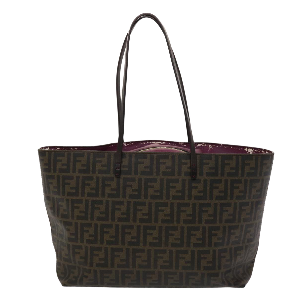 FENDI Zucca Canvas Tote Bag Black Brown yk7649