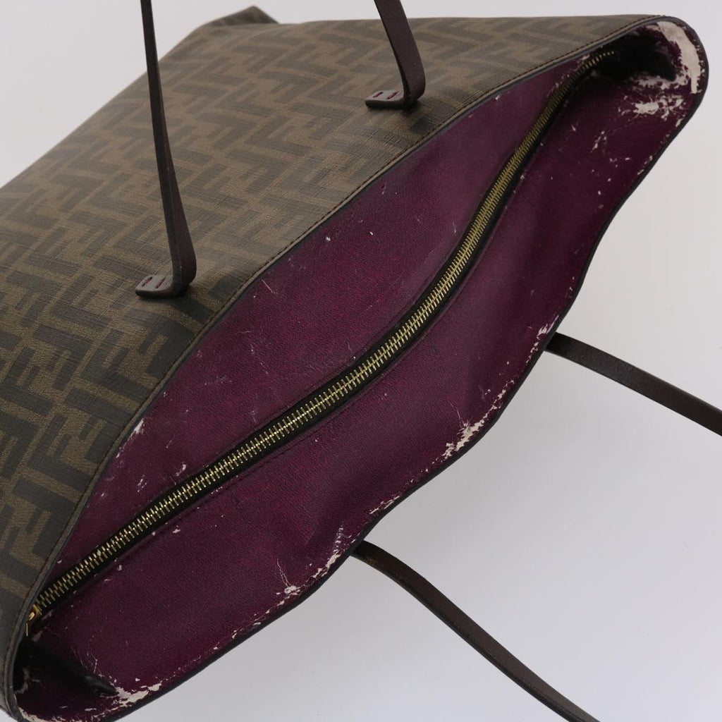 FENDI Zucca Canvas Tote Bag Black Brown yk7649