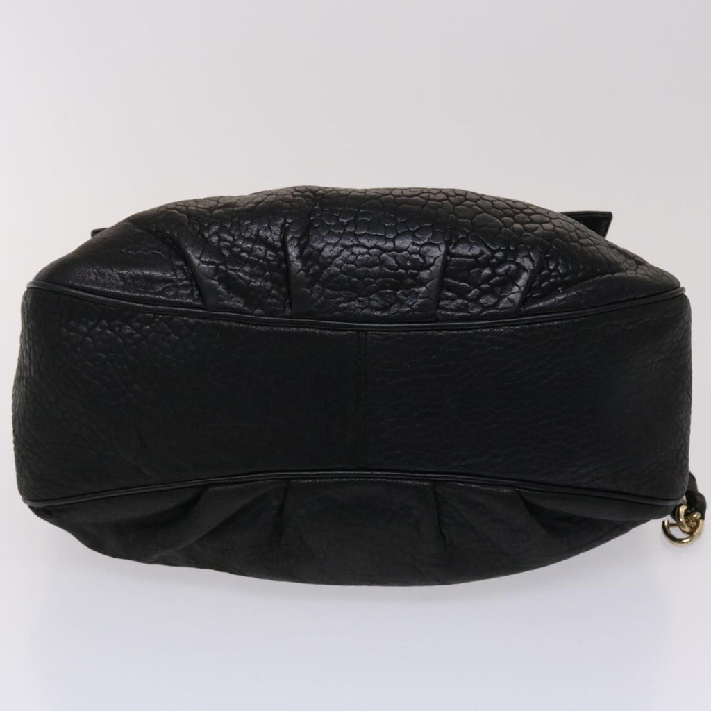 FENDI Chain Shoulder Bag Leather Black yk7651B