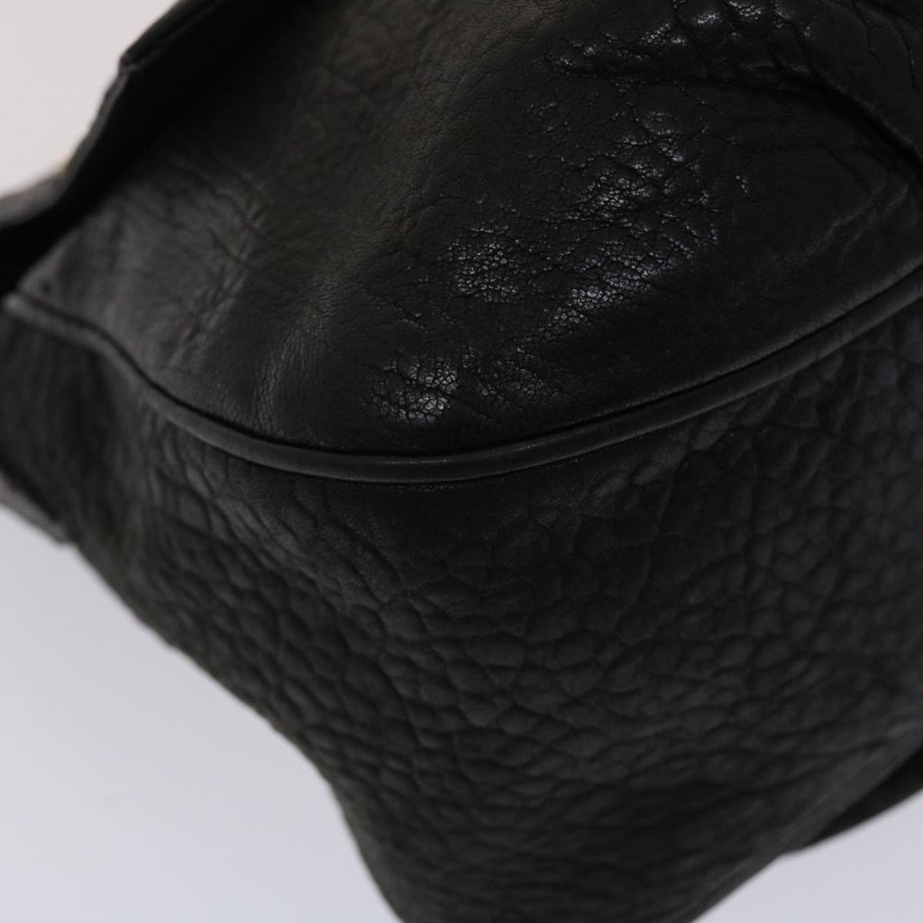 FENDI Chain Shoulder Bag Leather Black yk7651B