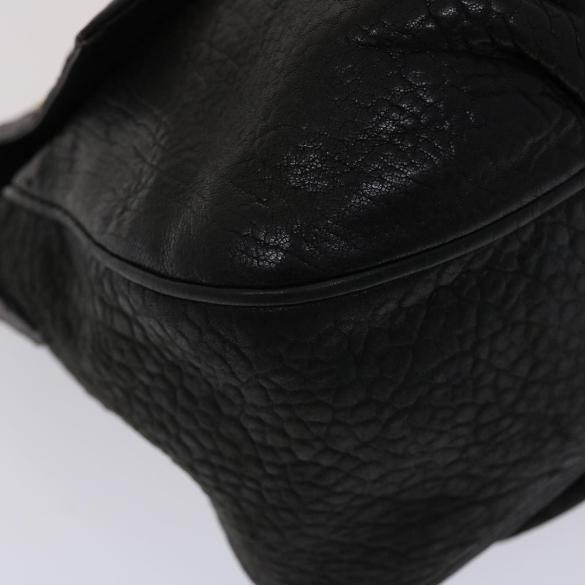 FENDI Chain Shoulder Bag Leather Black yk7651B