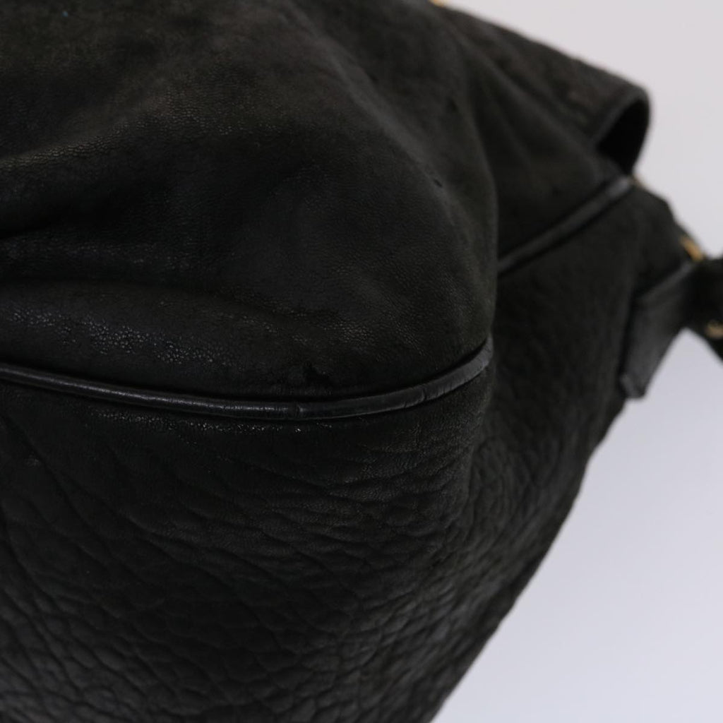FENDI Chain Shoulder Bag Leather Black yk7651B