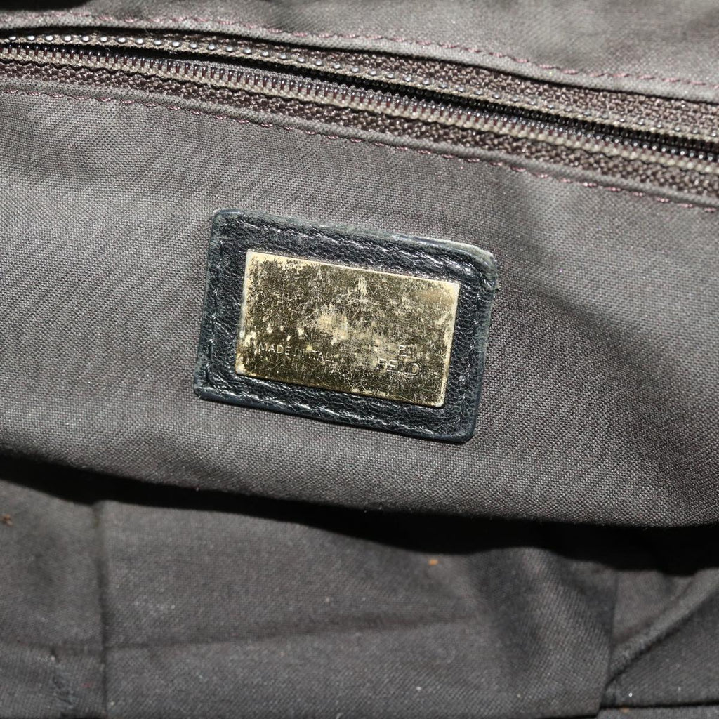 FENDI Chain Shoulder Bag Leather Black yk7651B