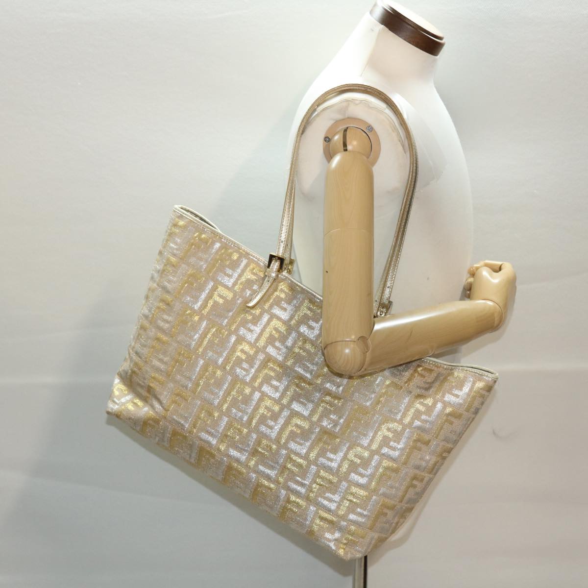 FENDI Zucca Canvas Tote Bag Gold Tone yk7698B