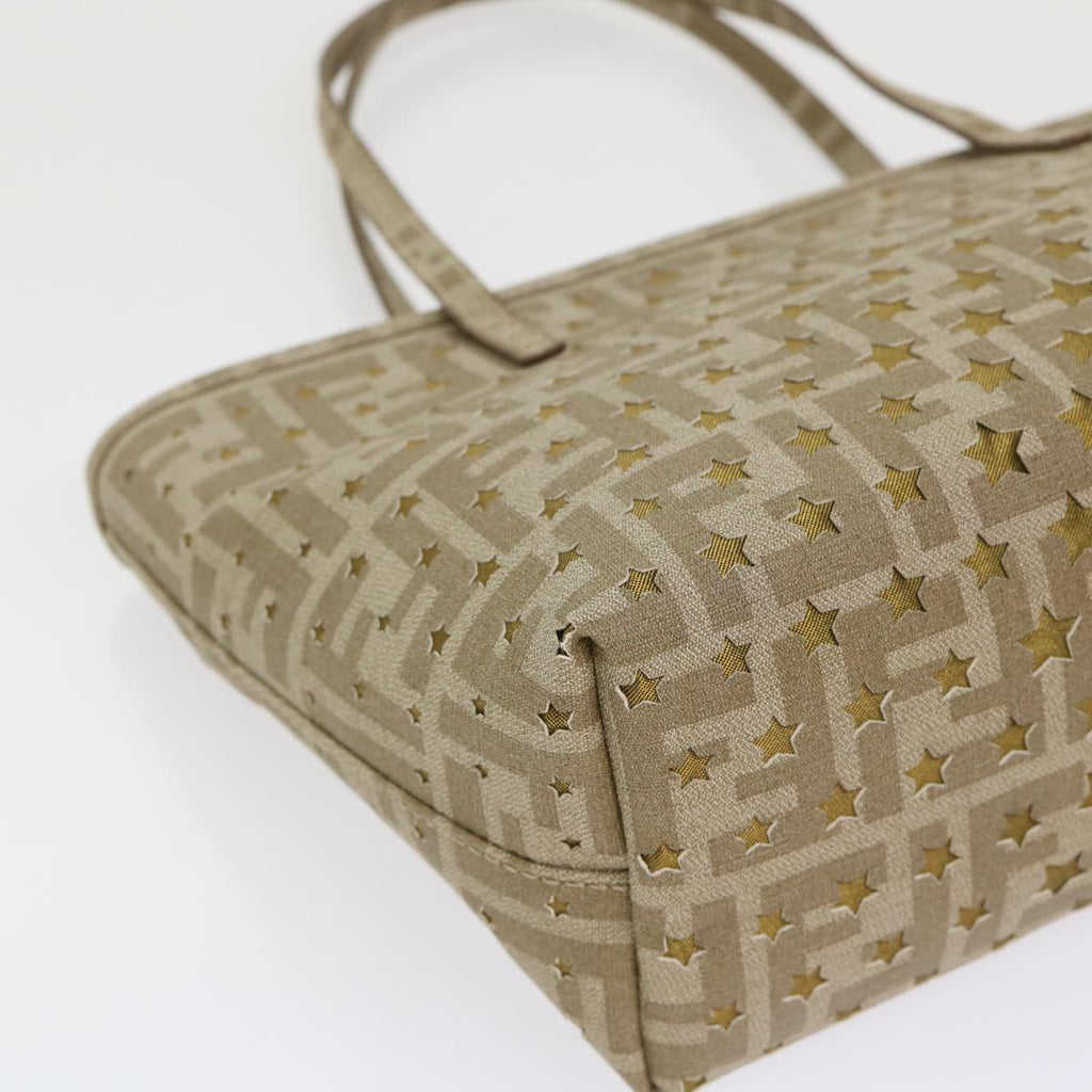 FENDI Zucca Canvas Star Tote Bag Gold Tone yk7700B