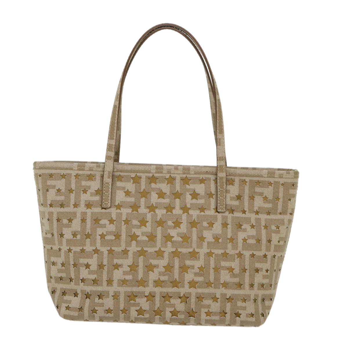 FENDI Zucca Canvas Star Tote Bag Gold Tone yk7700B