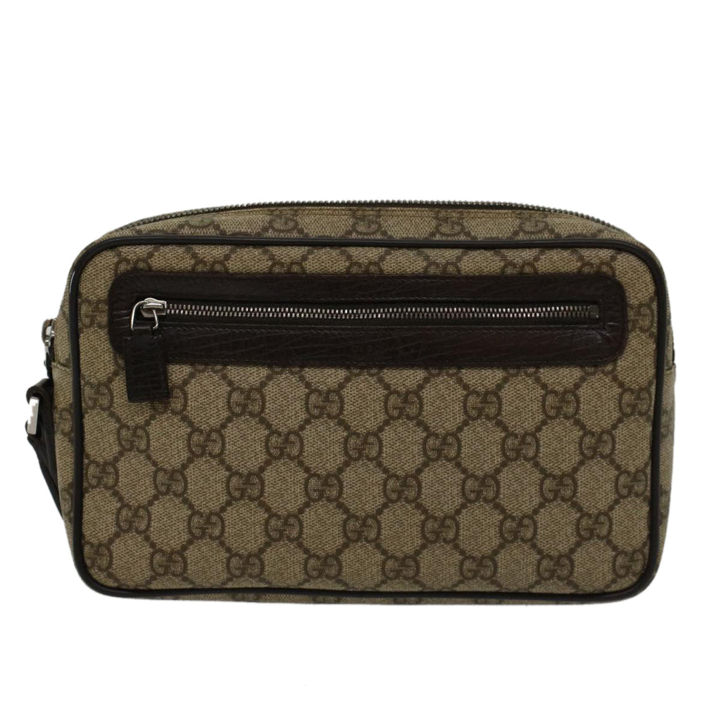 GUCCI GG Canvas Clutch Bag PVC Leather Beige 73956 yk7760