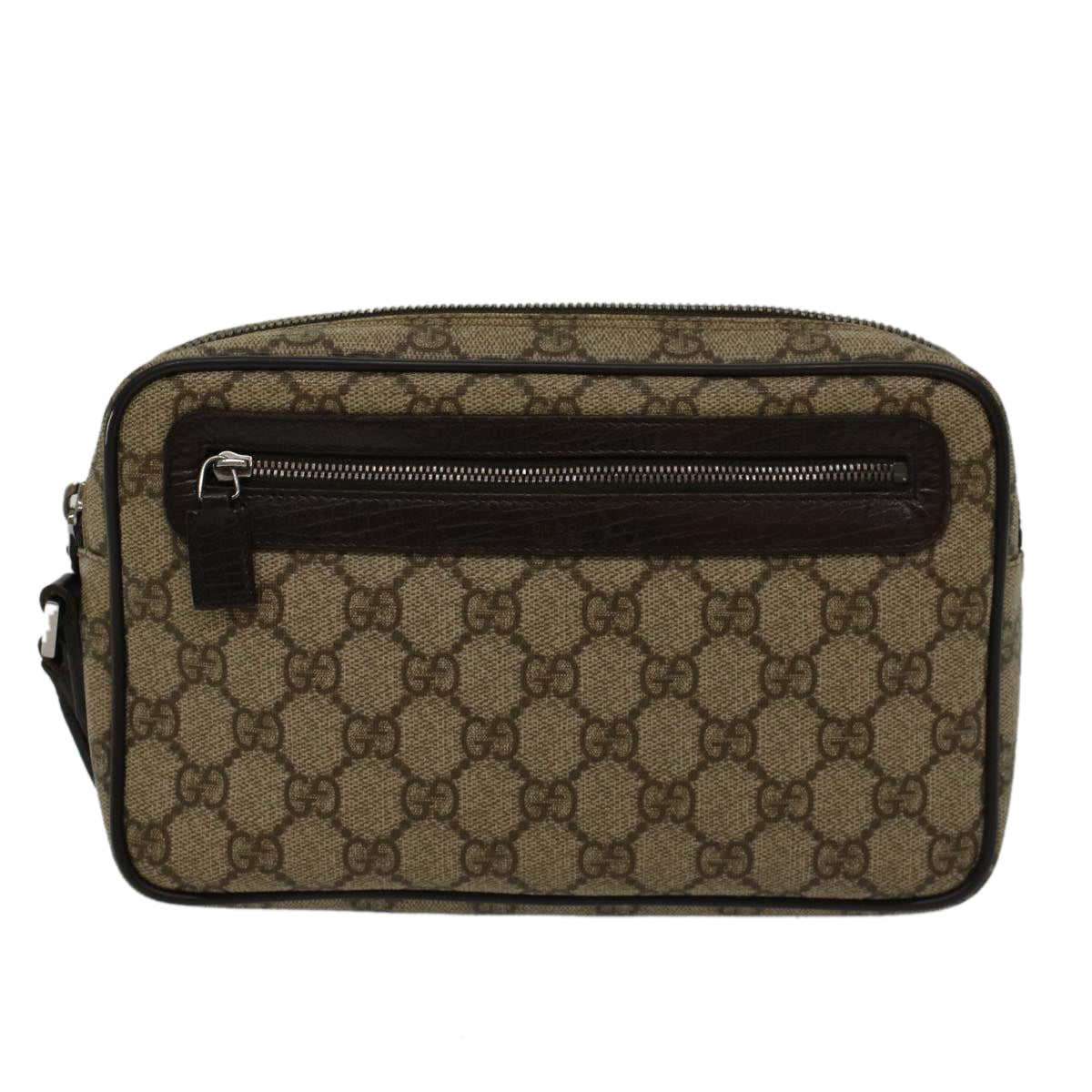 GUCCI GG Canvas Clutch Bag PVC Leather Beige 73956 yk7760