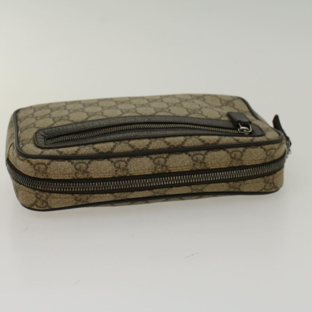 GUCCI GG Canvas Clutch Bag PVC Leather Beige 73956 yk7760