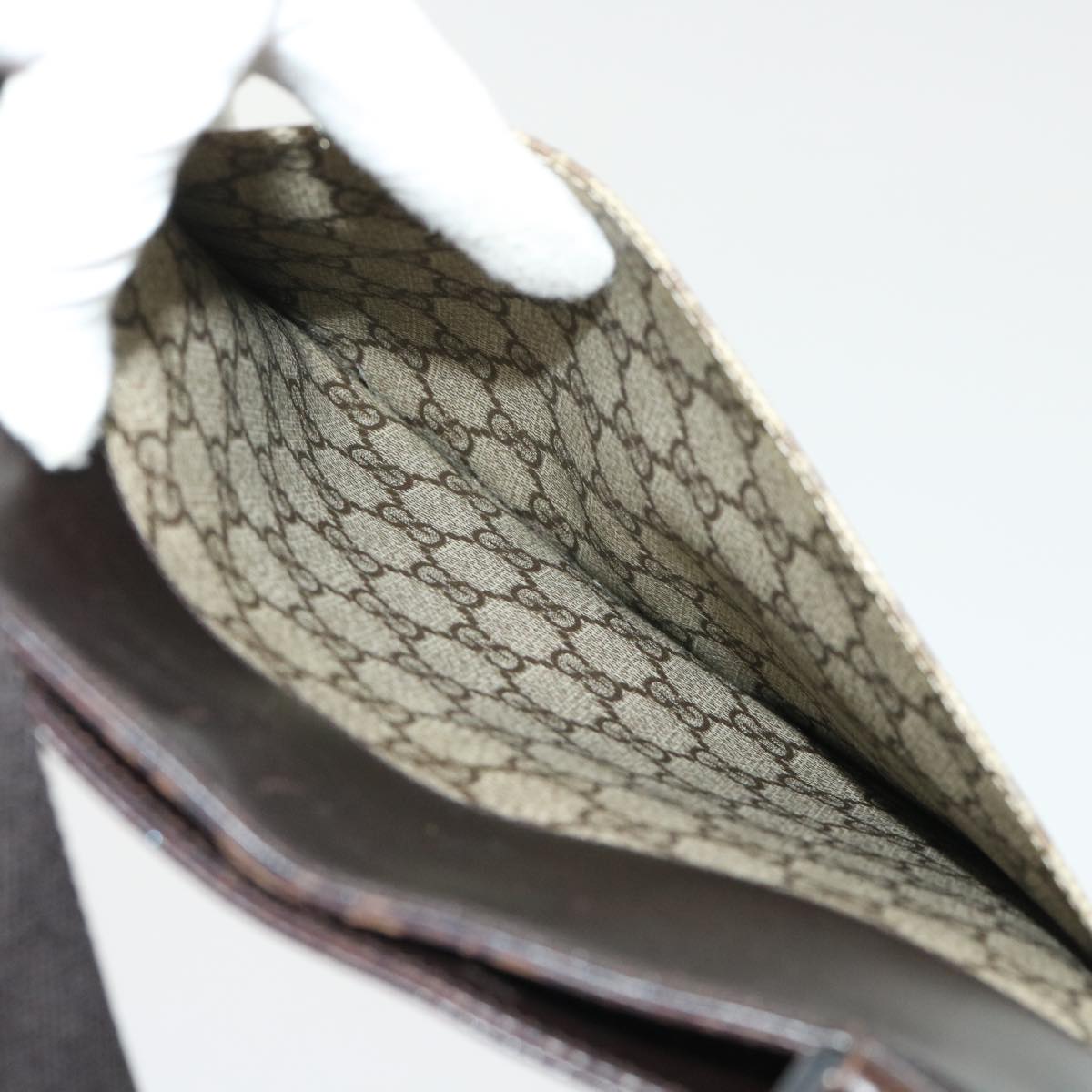 GUCCI GG Canvas Shoulder Bag PVC Leather Beige 27639 yk7766