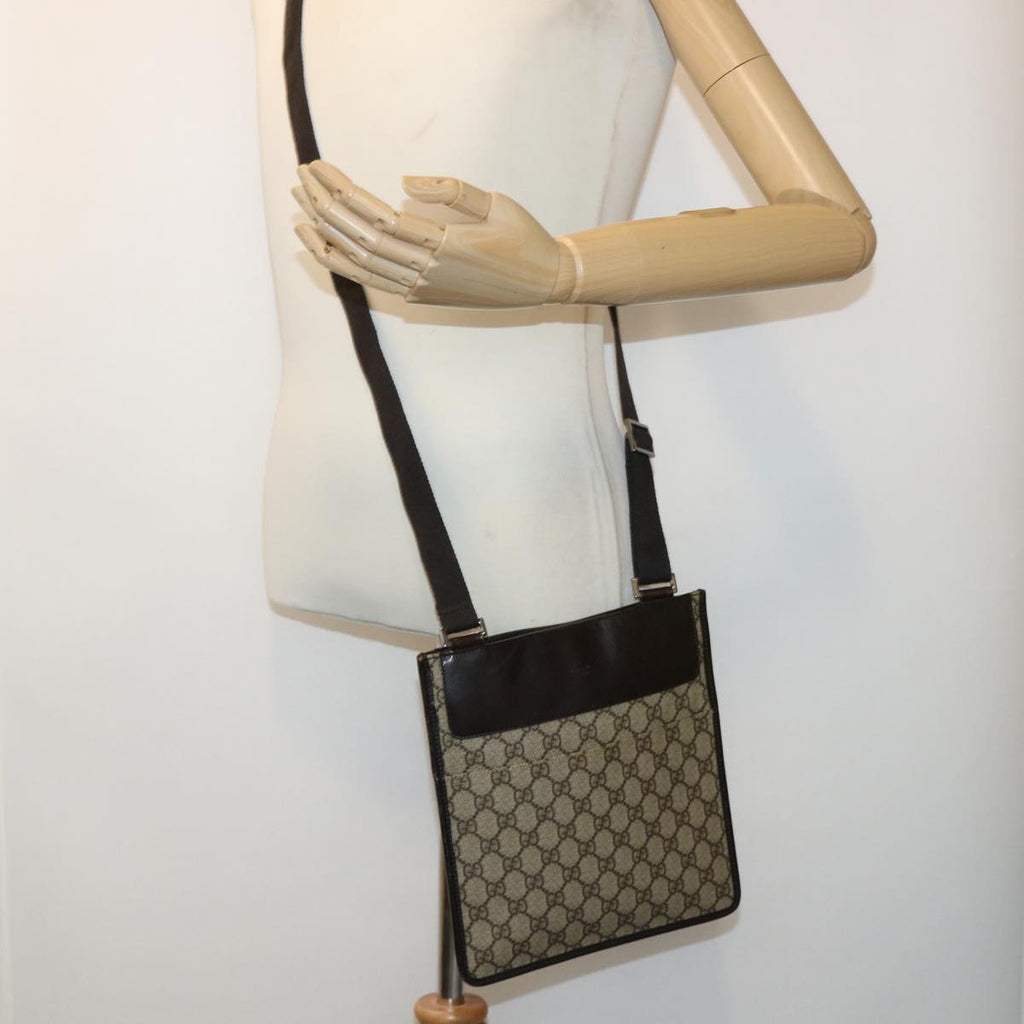 GUCCI GG Canvas Shoulder Bag PVC Leather Beige 27639 yk7766