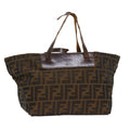 FENDI Zucca Canvas Hand Bag Black Brown yk7844B