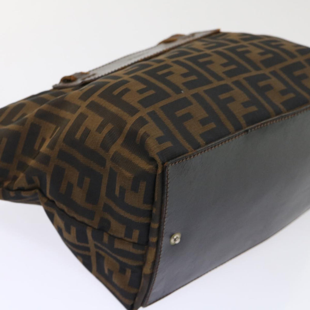 FENDI Zucca Canvas Hand Bag Black Brown yk7844B