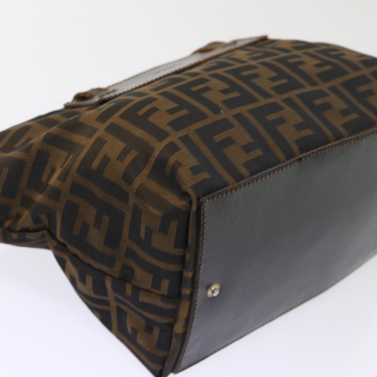 FENDI Zucca Canvas Hand Bag Black Brown yk7844B