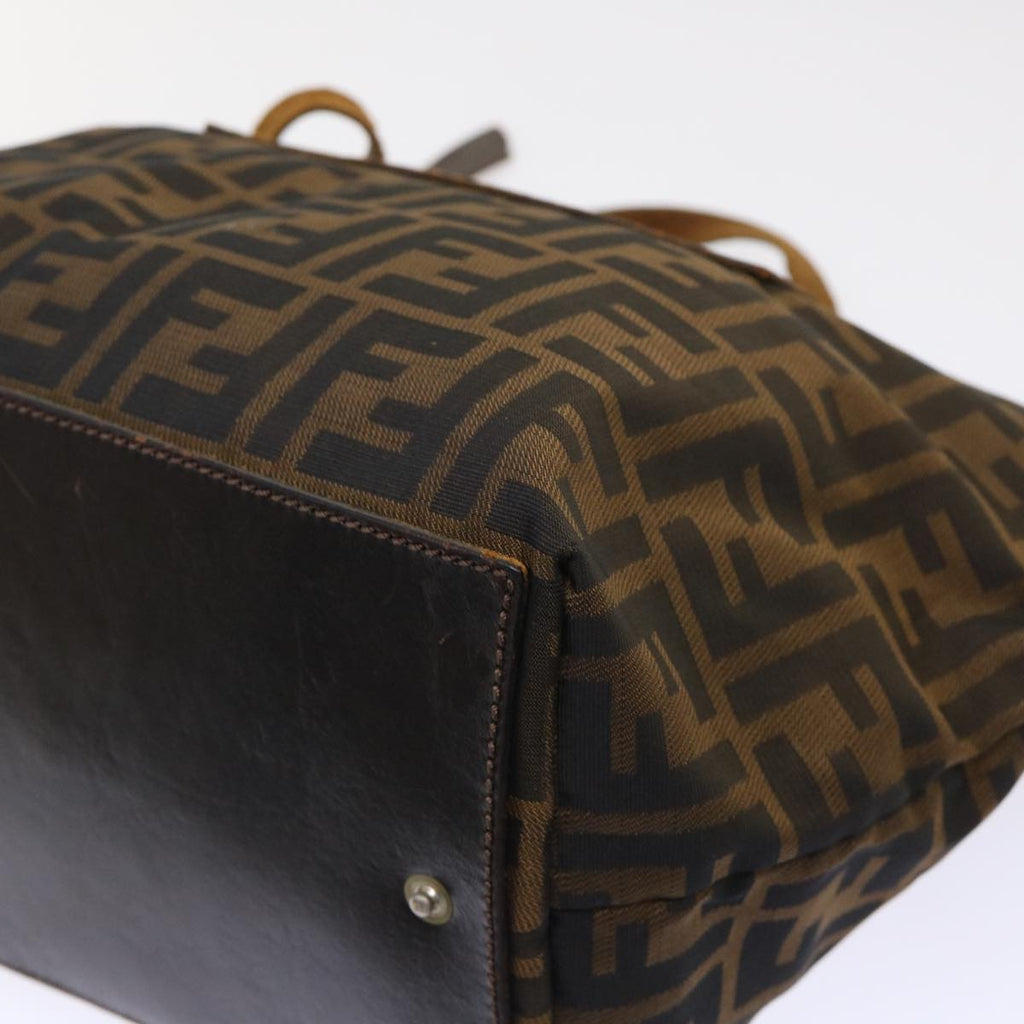 FENDI Zucca Canvas Hand Bag Black Brown yk7844B