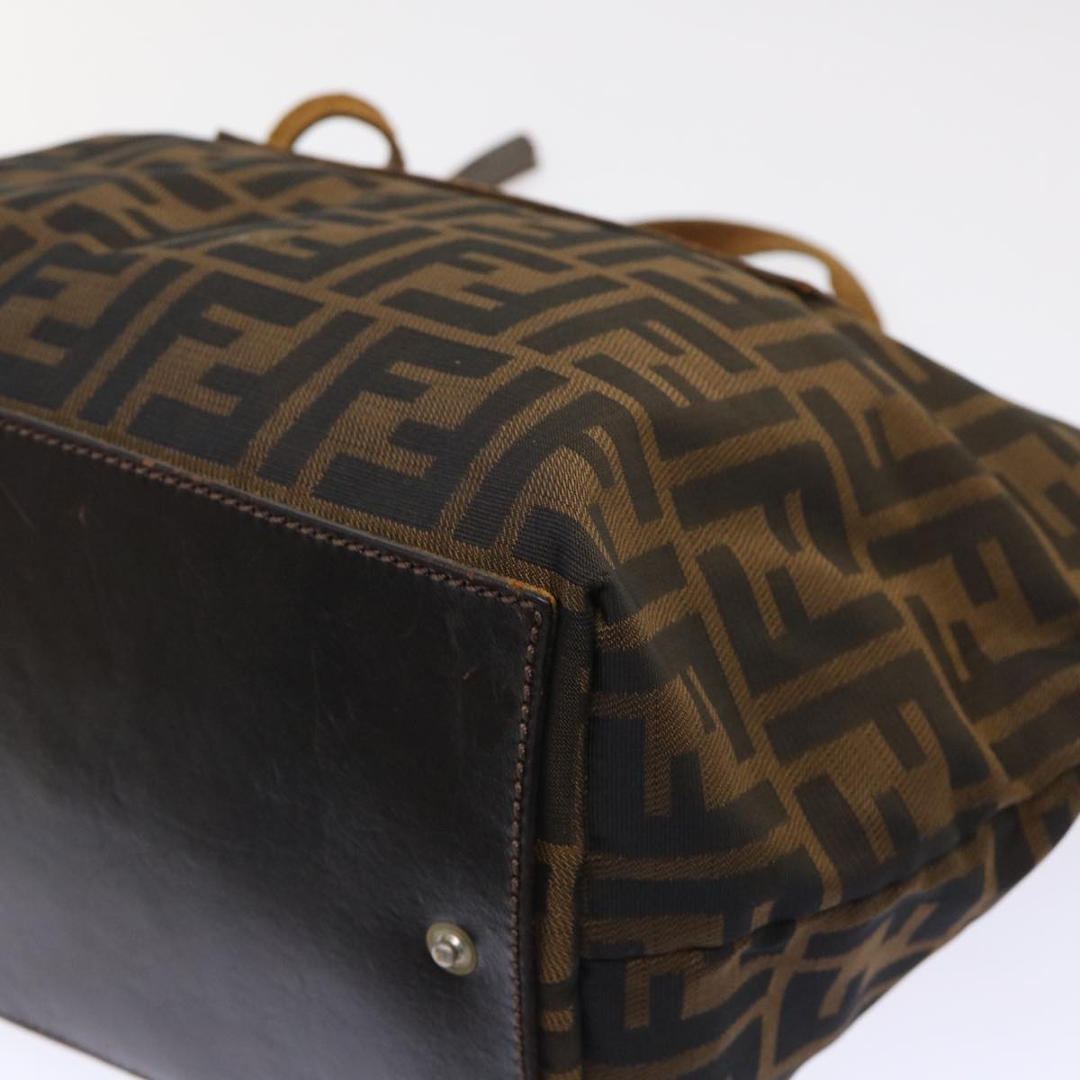 FENDI Zucca Canvas Hand Bag Black Brown yk7844B