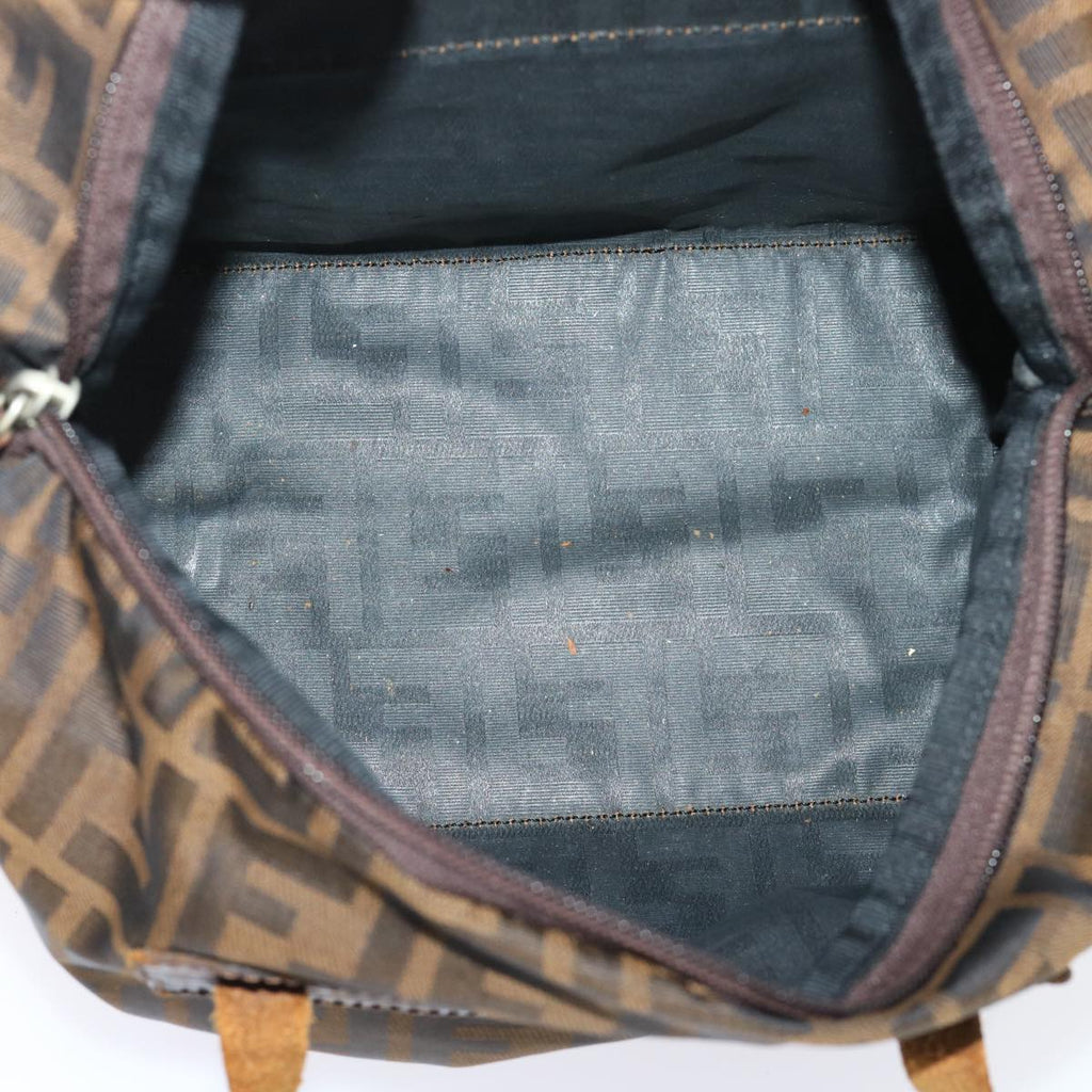 FENDI Zucca Canvas Hand Bag Black Brown yk7844B