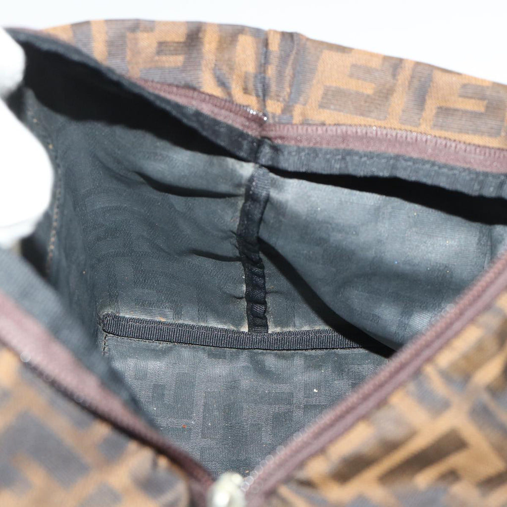 FENDI Zucca Canvas Hand Bag Black Brown yk7844B
