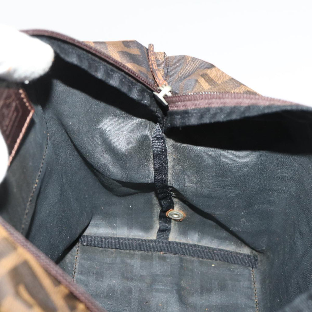 FENDI Zucca Canvas Hand Bag Black Brown yk7844B