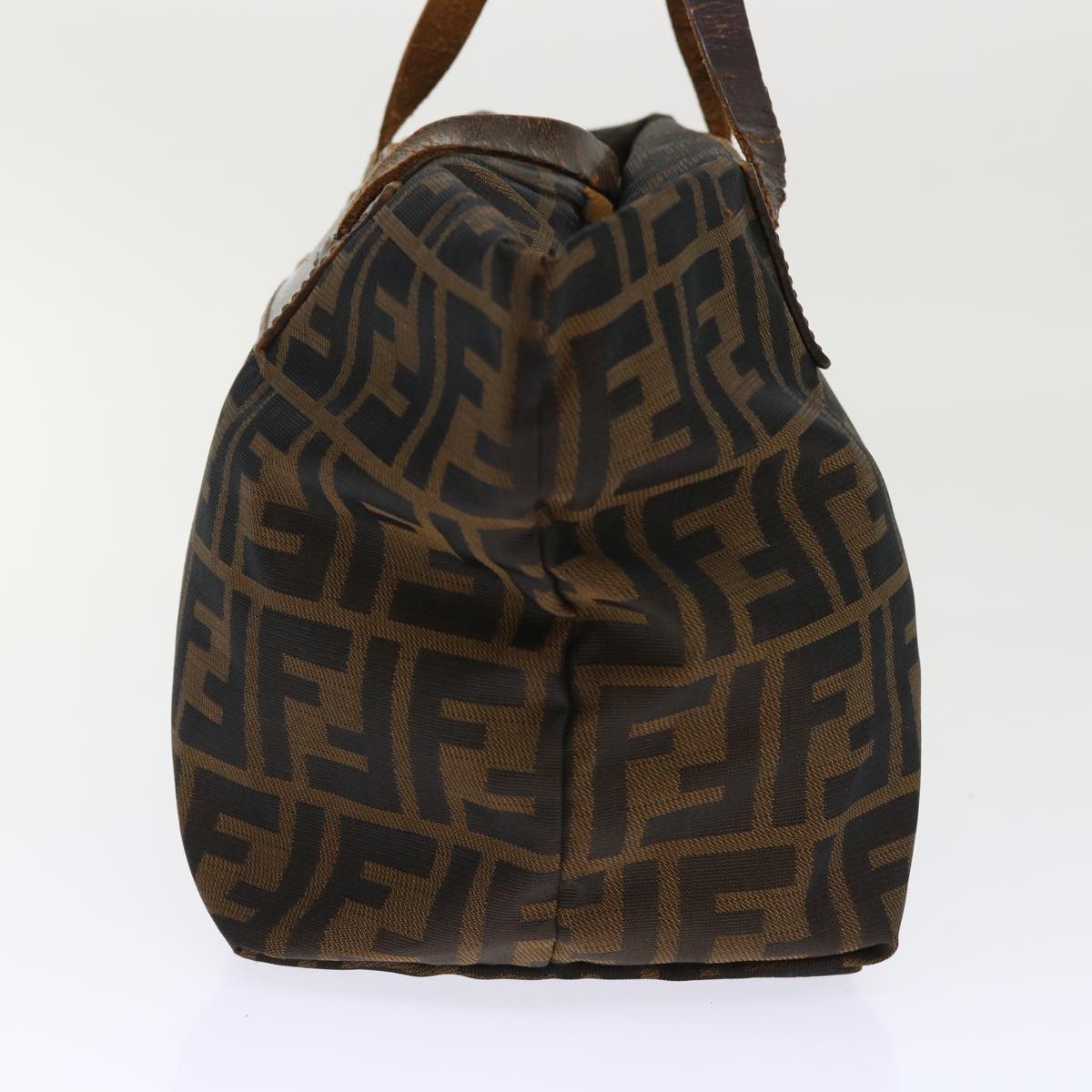 FENDI Zucca Canvas Hand Bag Black Brown yk7844B