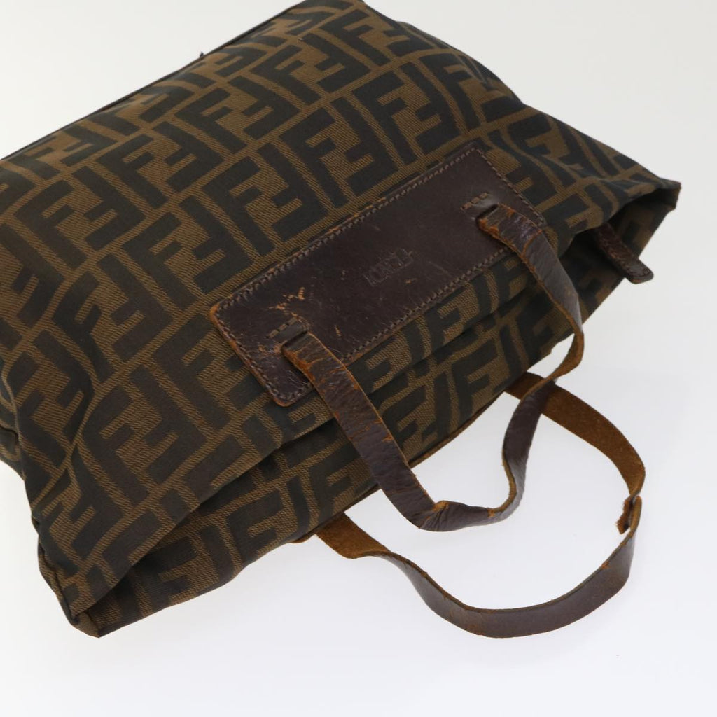 FENDI Zucca Canvas Hand Bag Black Brown yk7844B