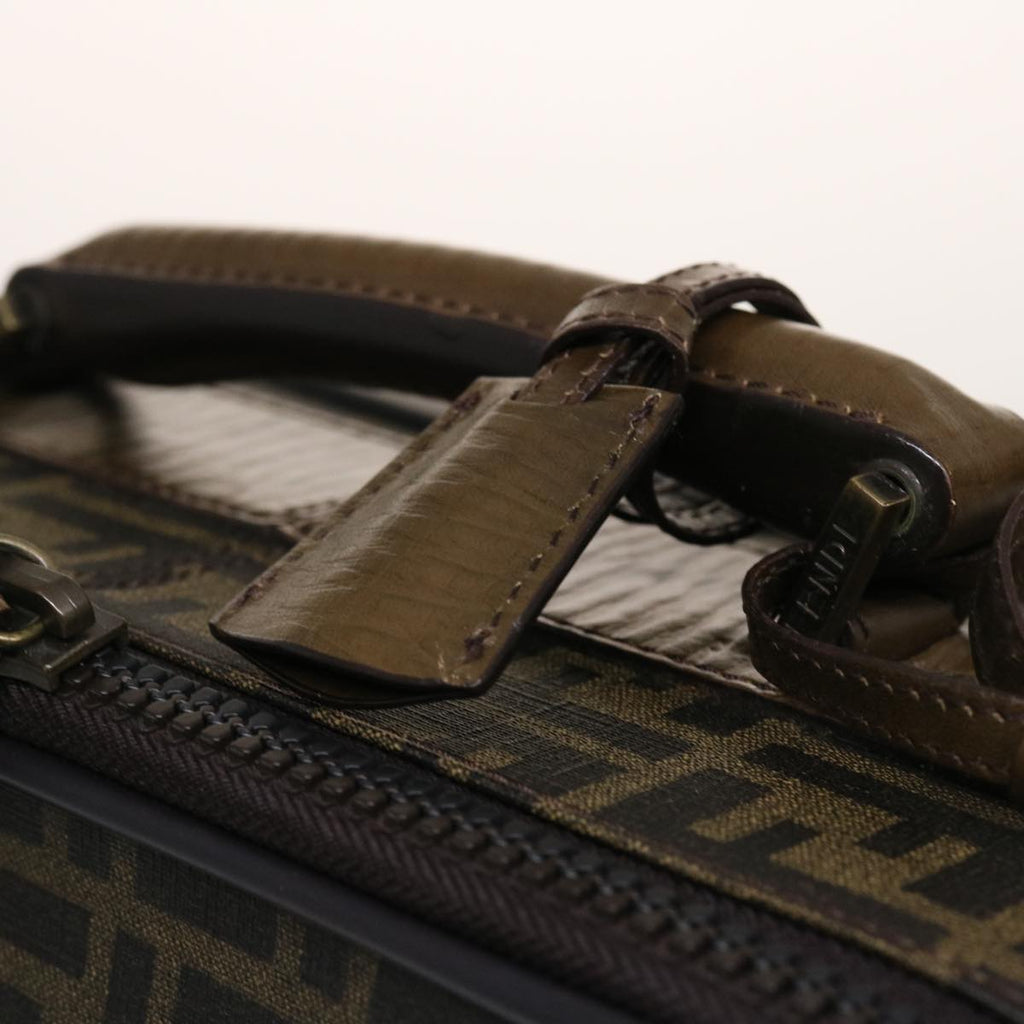 FENDI Zucca Canvas Suitcase PVC Leather Brown Black yk7848B