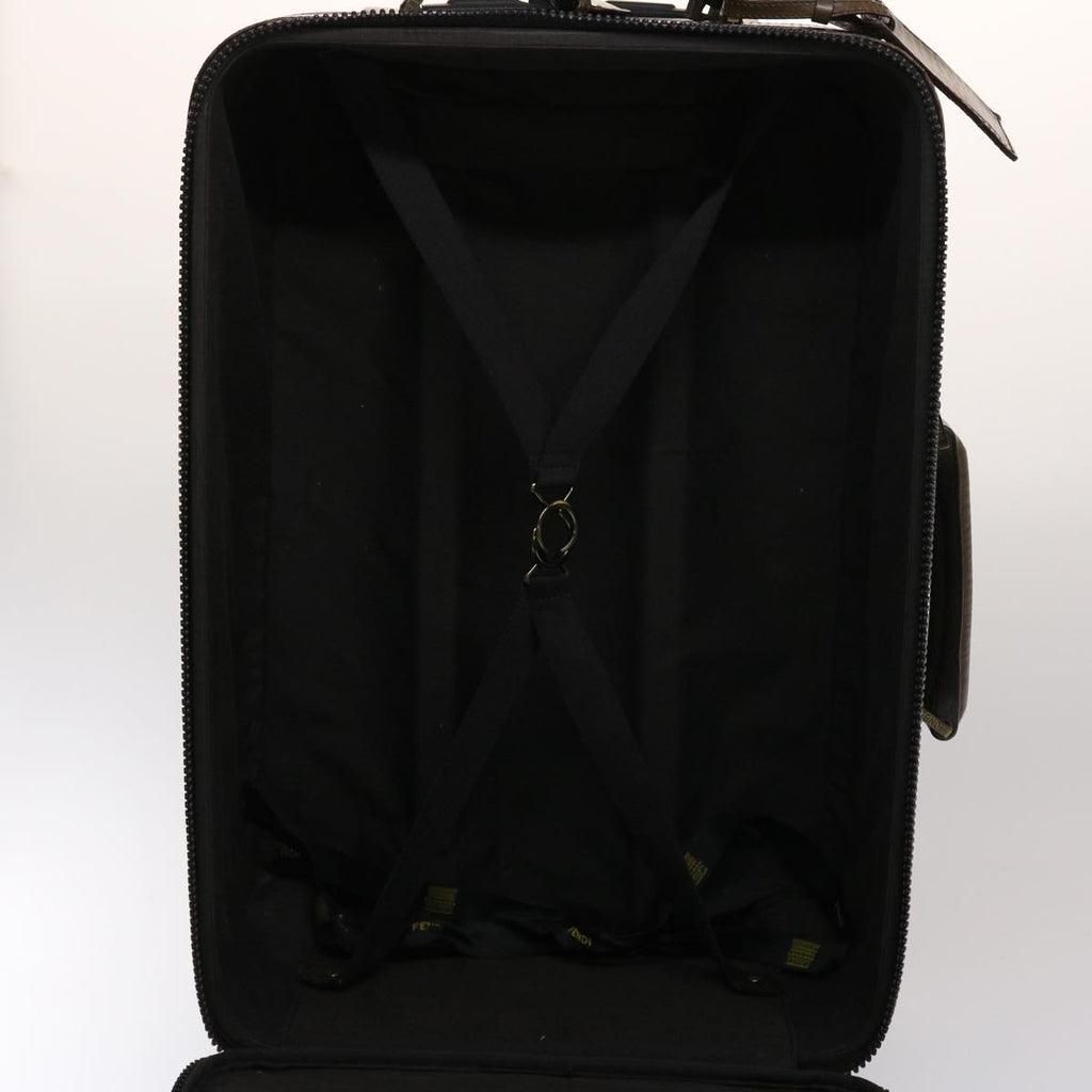 FENDI Zucca Canvas Suitcase PVC Leather Brown Black yk7848B