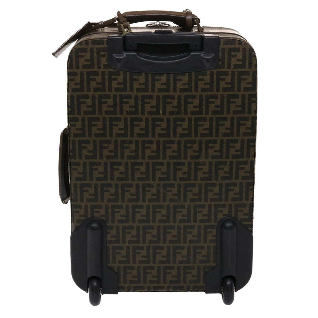 FENDI Zucca Canvas Suitcase PVC Leather Brown Black yk7848B