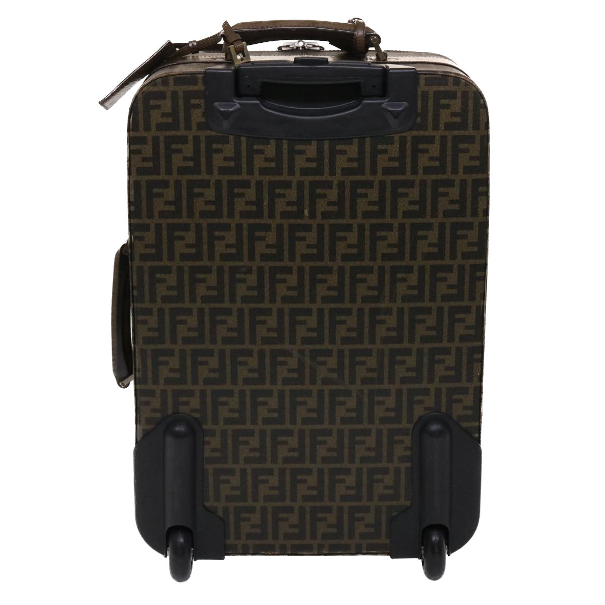 FENDI Zucca Canvas Suitcase PVC Leather Brown Black yk7848B