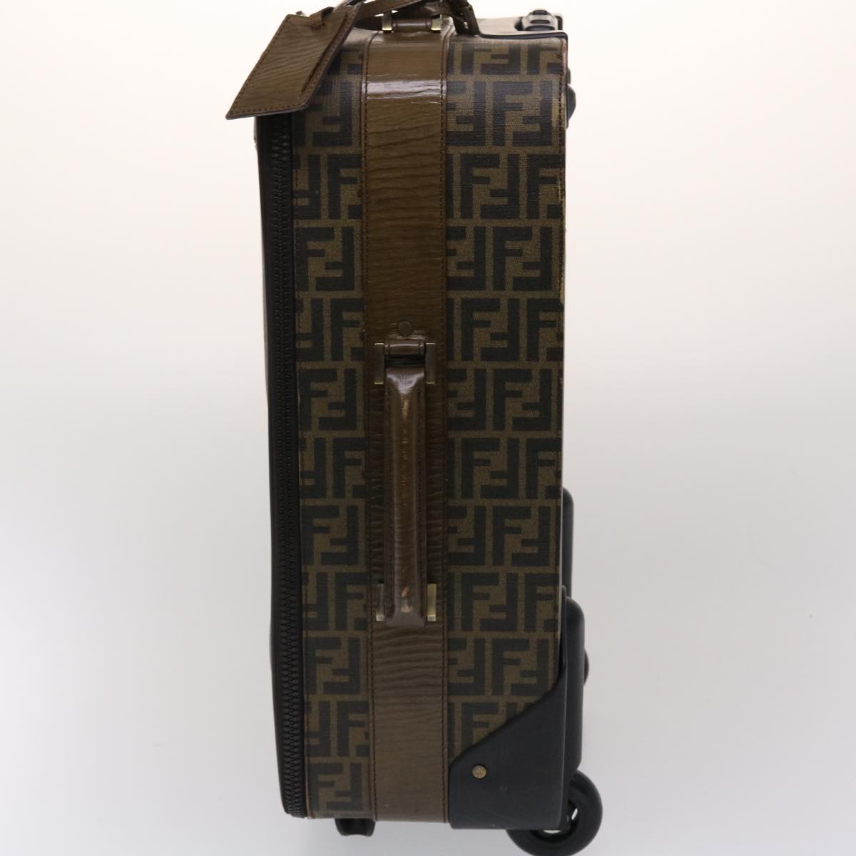 FENDI Zucca Canvas Suitcase PVC Leather Brown Black yk7848B
