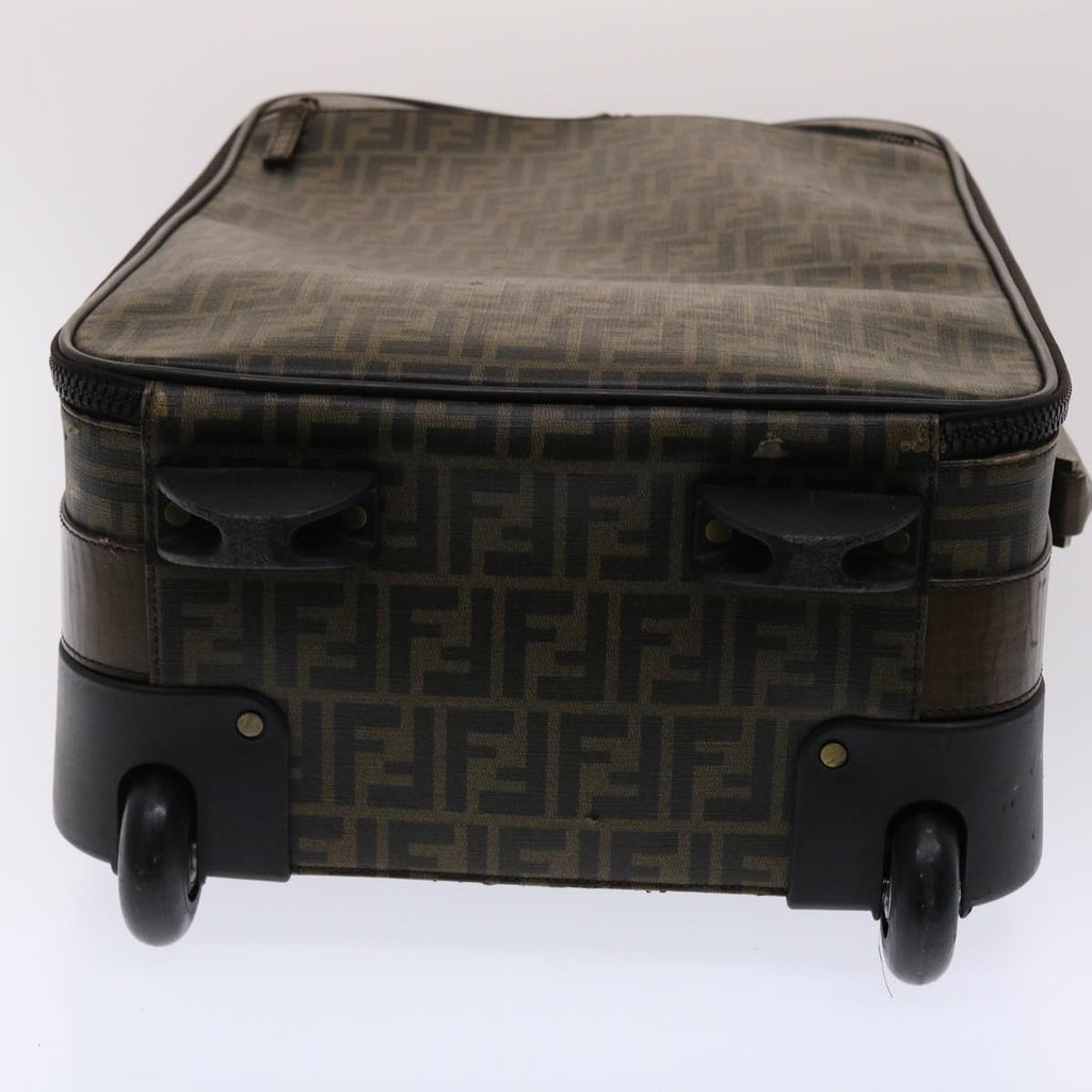 FENDI Zucca Canvas Suitcase PVC Leather Brown Black yk7848B