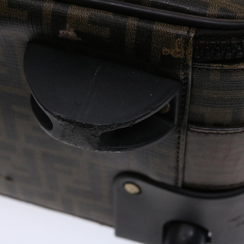 FENDI Zucca Canvas Suitcase PVC Leather Brown Black yk7848B