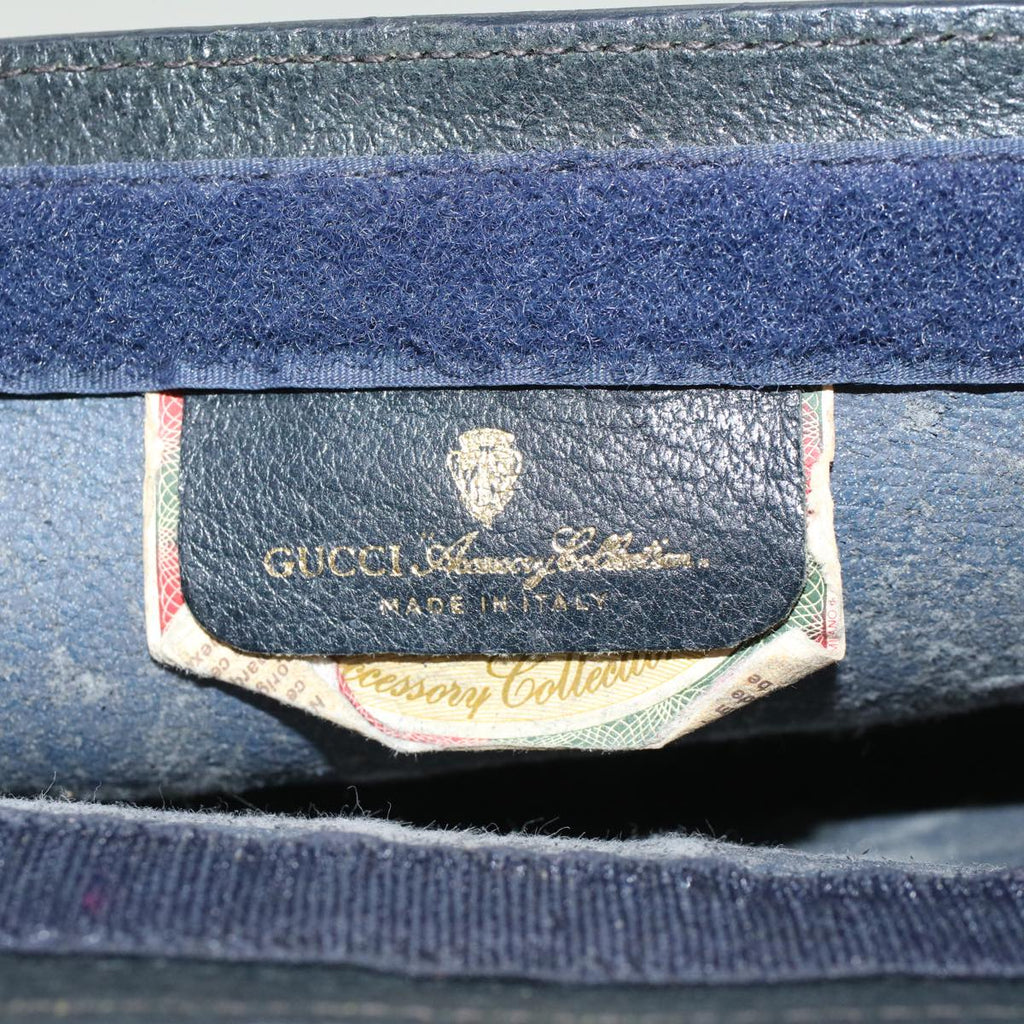 GUCCI GG Canvas Sherry Line Clutch Bag PVC Leather Navy Red yk7860