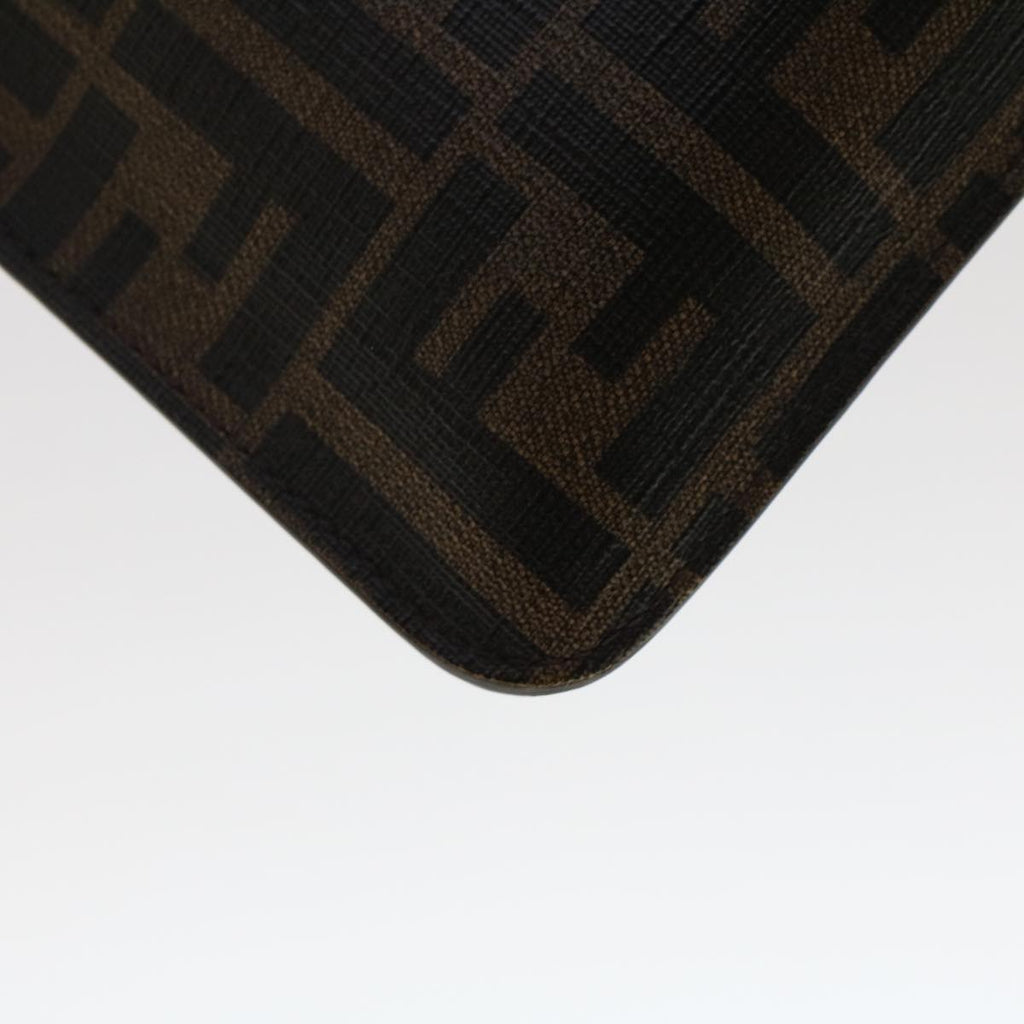 FENDI Zucca Canvas Clutch Bag PVC Leather Brown Black yellow yk7868