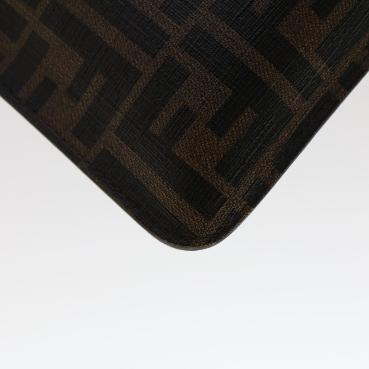 FENDI Zucca Canvas Clutch Bag PVC Leather Brown Black yellow yk7868