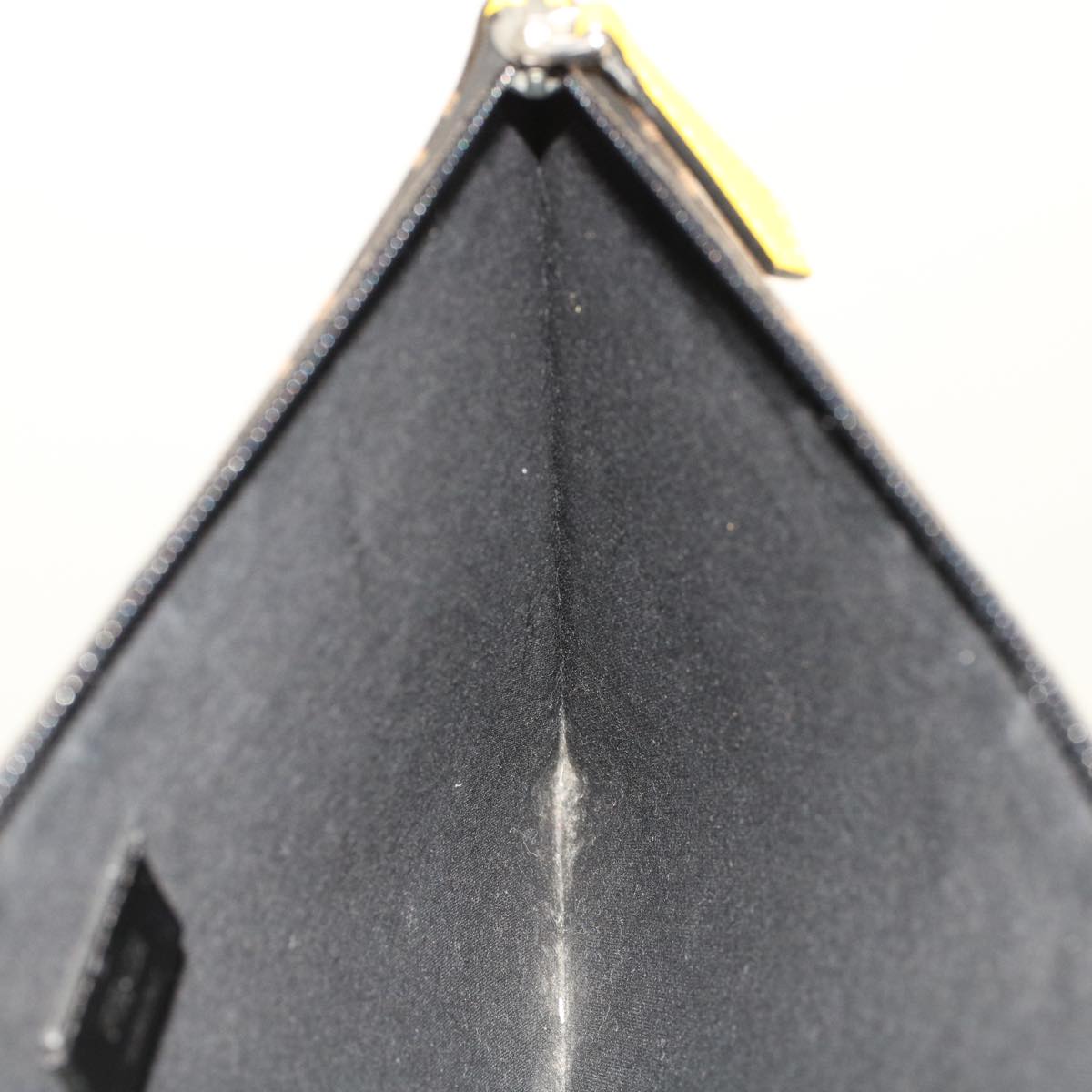 FENDI Zucca Canvas Clutch Bag PVC Leather Brown Black yellow yk7868