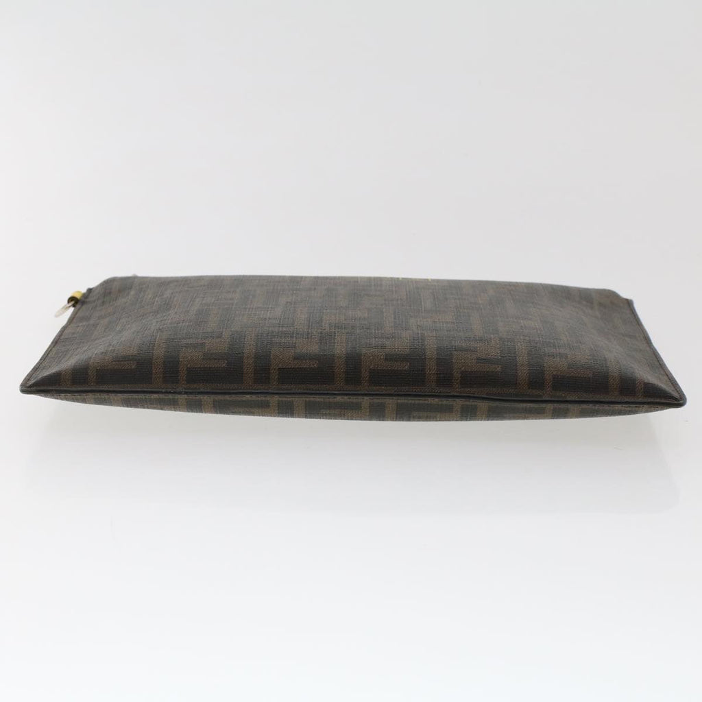 FENDI Zucca Canvas Clutch Bag PVC Leather Brown Black yellow yk7868