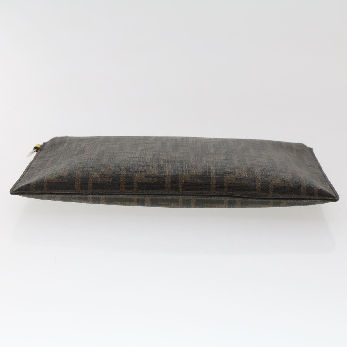 FENDI Zucca Canvas Clutch Bag PVC Leather Brown Black yellow yk7868